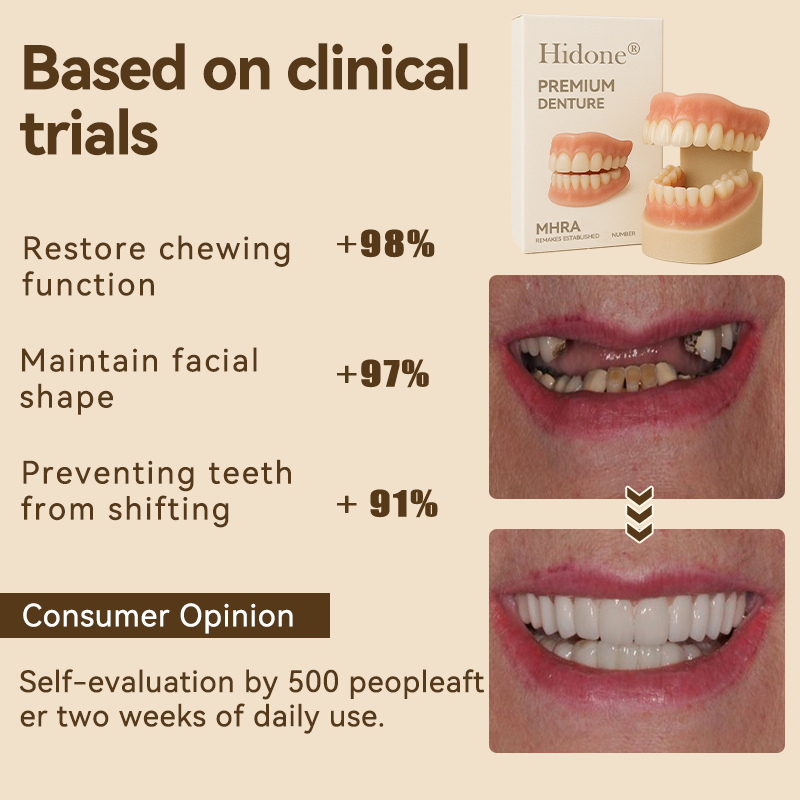 𝐇𝐢𝐝𝐨𝐧𝐞® 🐼🐼- 𝐏𝐫𝐞𝐦𝐢𝐮𝐦 𝐃𝐞𝐧𝐭𝐮𝐫𝐞- (✨Suitable for all mouth shapes, custom-made dentures for a perfect fit✨）